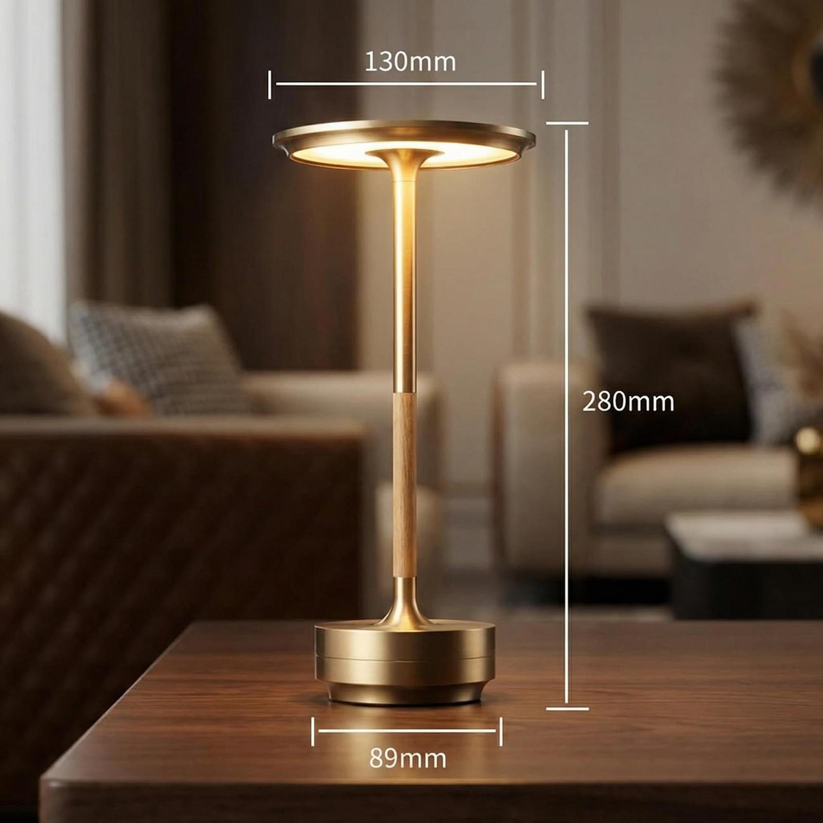 Настільна лампа LED бездротова з вбудованим акумулятором, сенсорна, димована, USB-C, чорна, фото №8