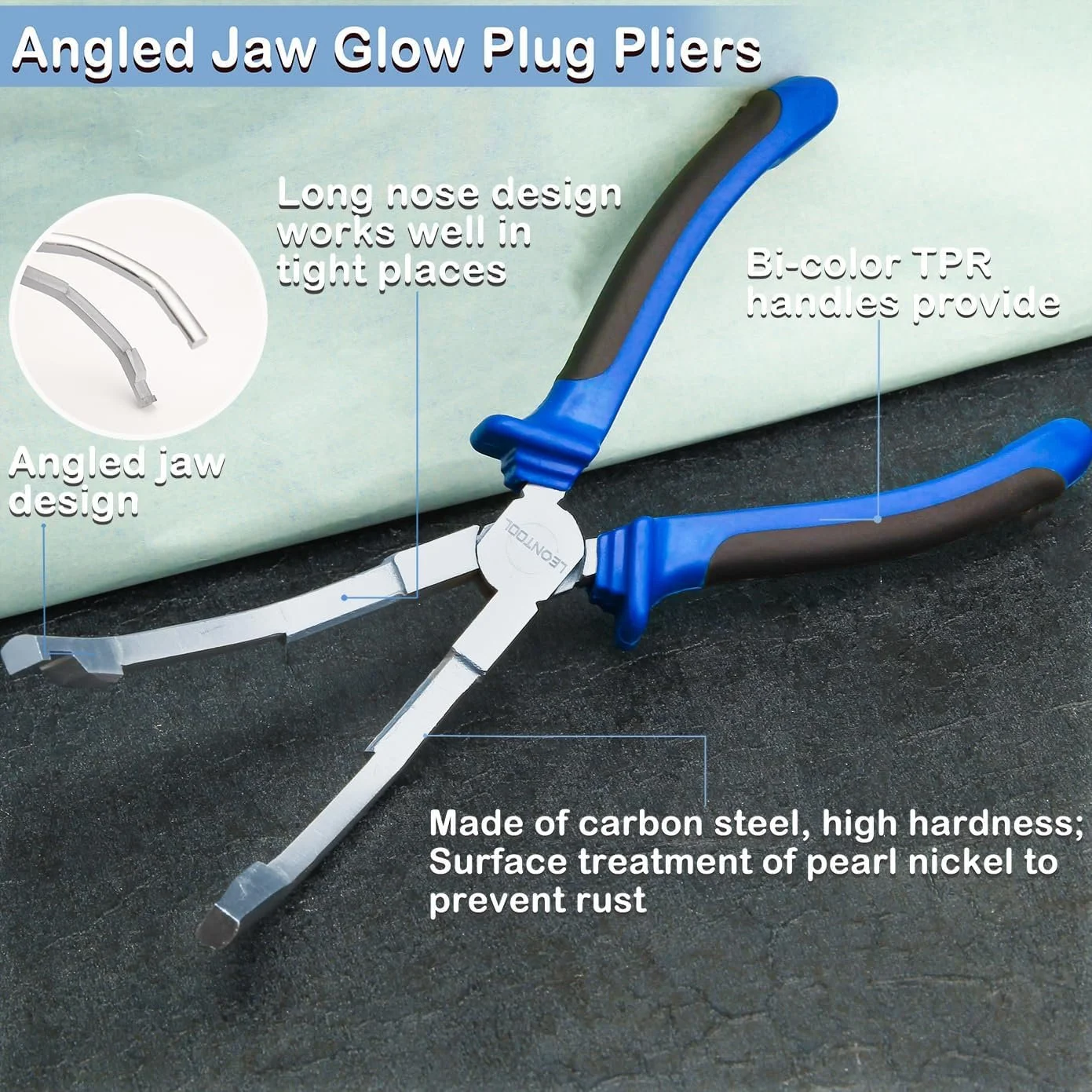 Плоскогубцы LEONTOOL Угловые для свечей накаливания 9 дюймов, фото №2 Плоскогубцы LEONTOOL Угловые для свечей накаливания 9 дюймов, фото №2