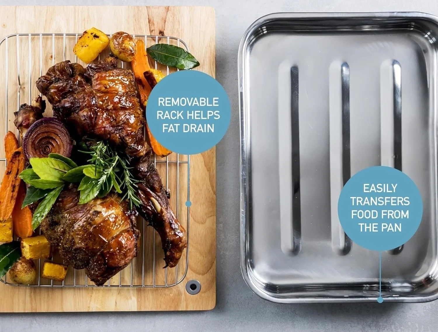 Форма для запікання MGE з нержавіючої сталі з решіткою Велика 31x22 см, фото №8