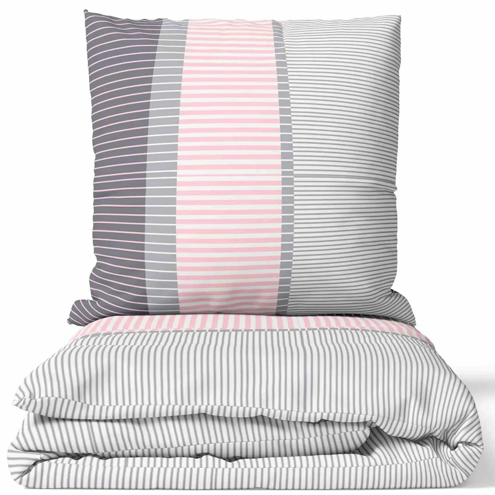 Комплект постельної білизни Leonado Vicenti 4 предмети 135 x 200 см 80 x 80 см у смужку Рожевий, фото №1