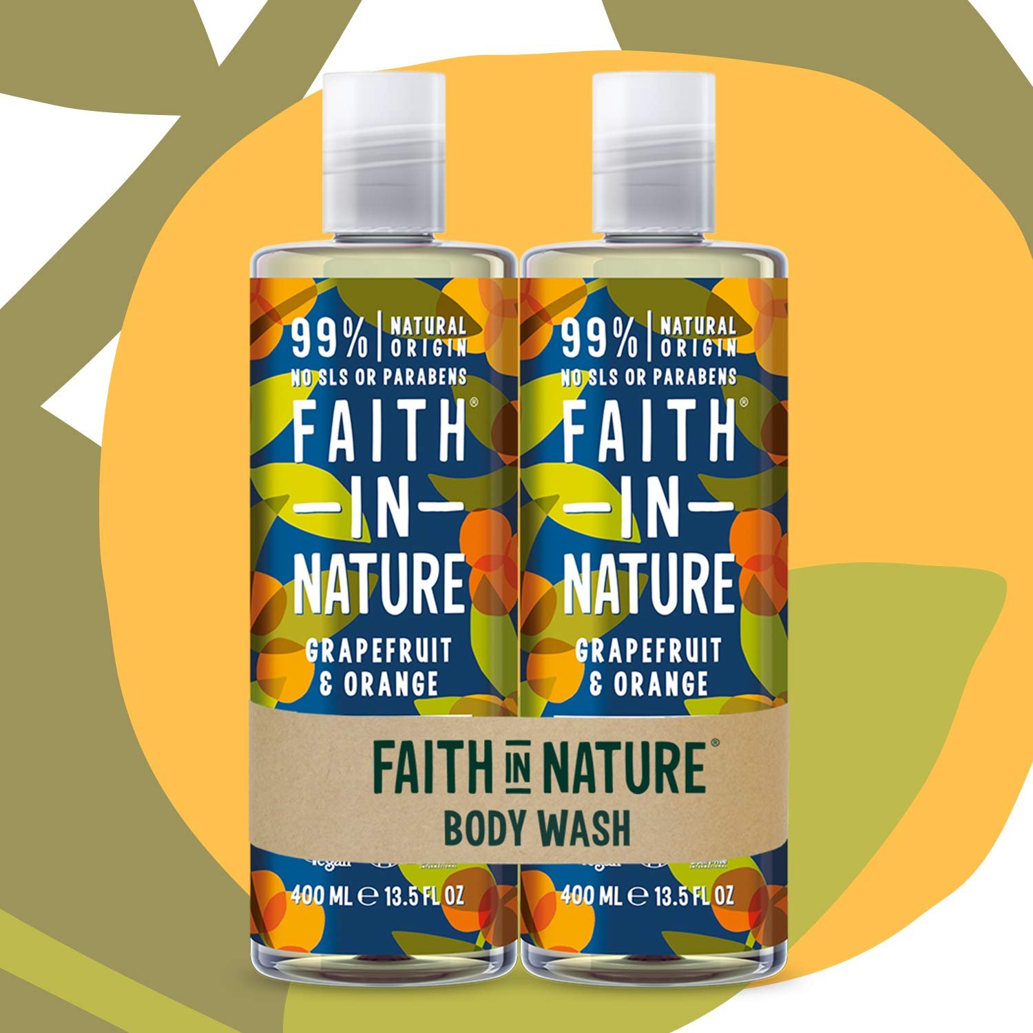Гель для душу Faith In Nature Natural Grapefruit & Orange 2 х 400 мл, фото №3