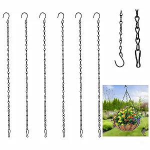 Ланцюги для підвісних кошиків 6 шт. 50 см металеві з гачками - Фото 1