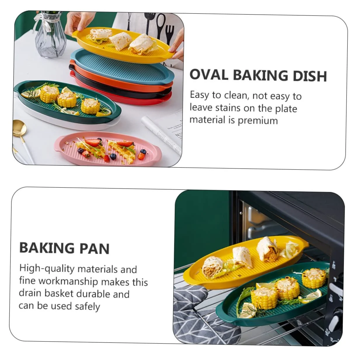 Керамическая форма для запекания TIDTALEO овальная с двойными ручками желтая, фото №6