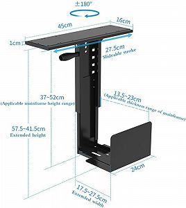 Стойка для ПК Регулируемая для настольного крепления под стол и CPU, настенный корпус, подходит для большинства ПК synthetic.ua - Фото 1