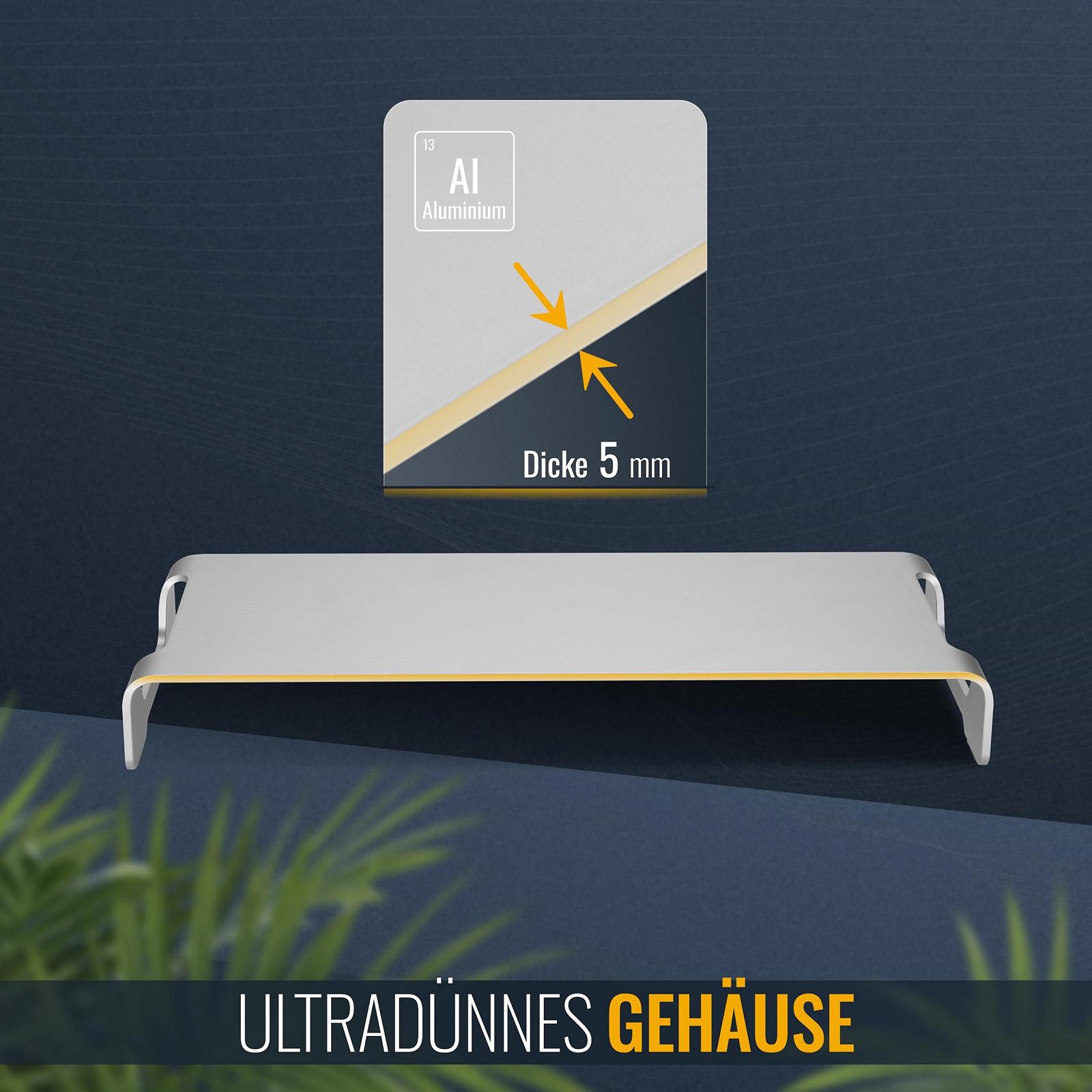 Підставка для монітора RICOO Універсальна для ноутбука, органайзер, основа для принтера, сканера, проєктора, тумба, полиця, одинарний екран, регулювання висоти, алюміній, сріблястий, фото №3