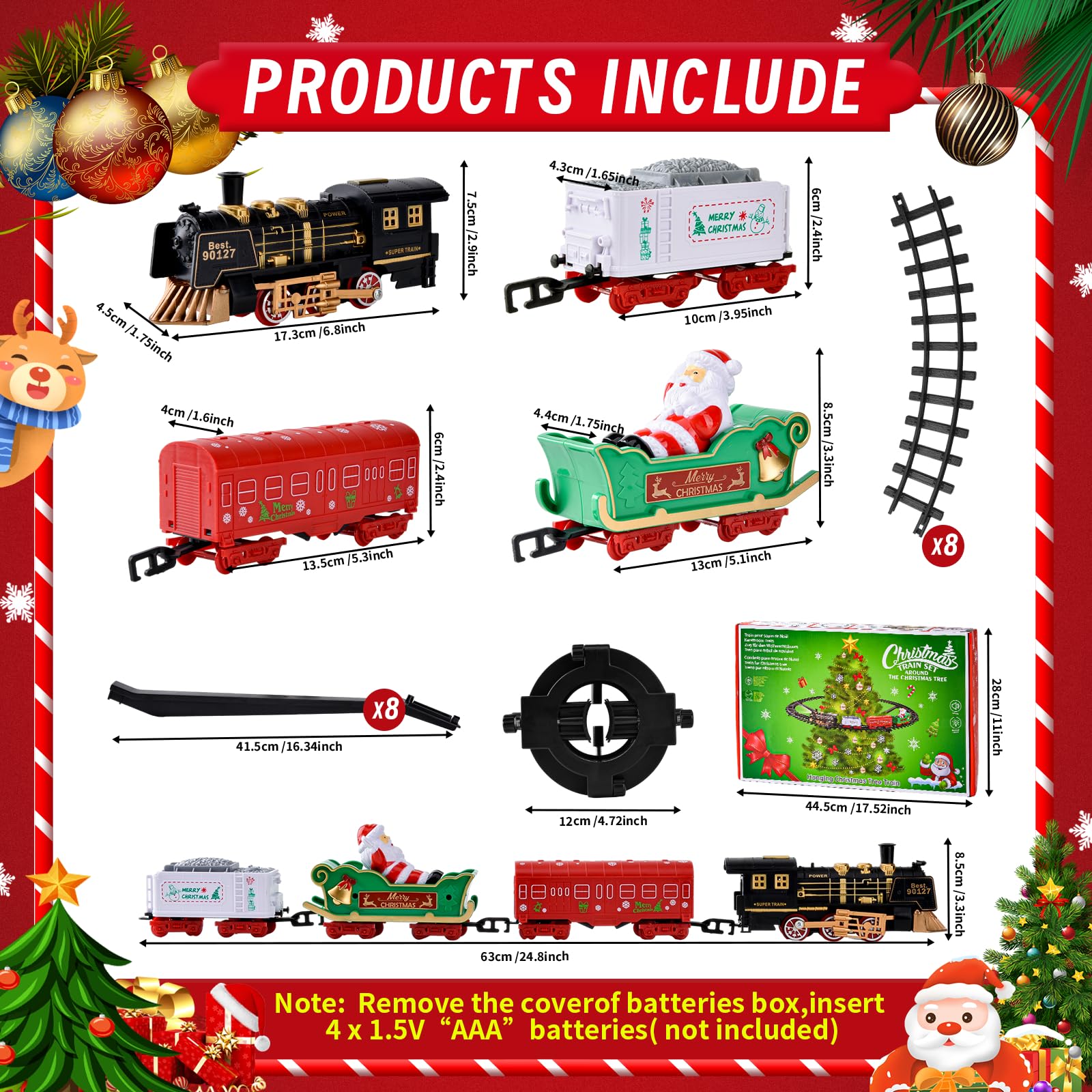 Електропоїзд DAOUZL Christmas Tree Train для дітей з світлом і звуком на ялинку для дітей від 3 років, фото №2