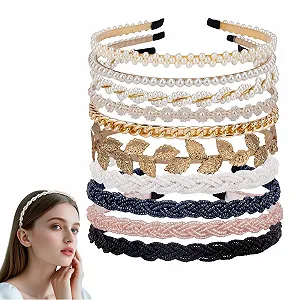 Обруч для волосся з перлами для жінок та дівчат, набір з 10 - Фото 1