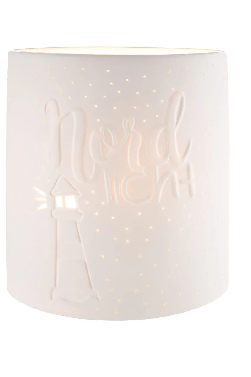 Настільна лампа GILDE 32315 Декоративна Північне сяйво Морська з маяком Порцелянова E14 макс. 40 Вт 20.5 см Біла, фото №1