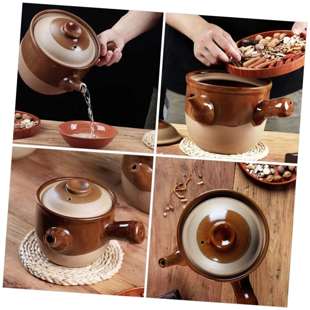 Глиняний горщик Ciieeo китайський жаростійкий малий з ергономічною ручкою, фото №5