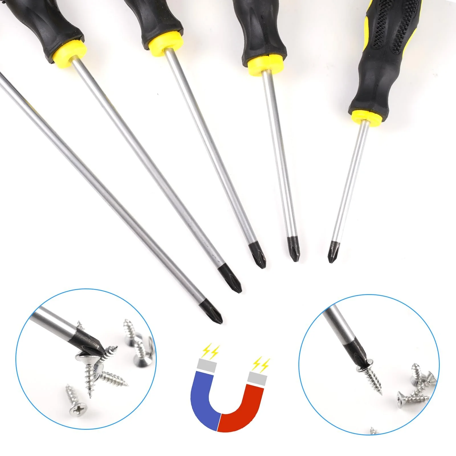 Набір магнітних викруток Phillips 5 шт. 5x75, 6x100, 6x125, 6x150, 6x200 мм, фото №3