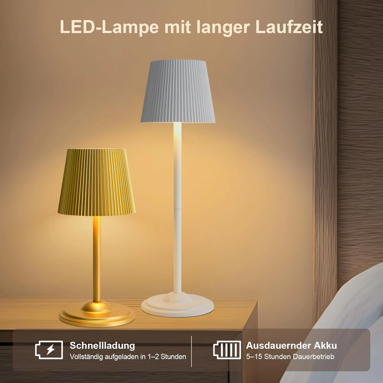 Світлодіодна настільна лампа Бездротова Регульована за висотою Сенсорна Металева Чорна, фото №5