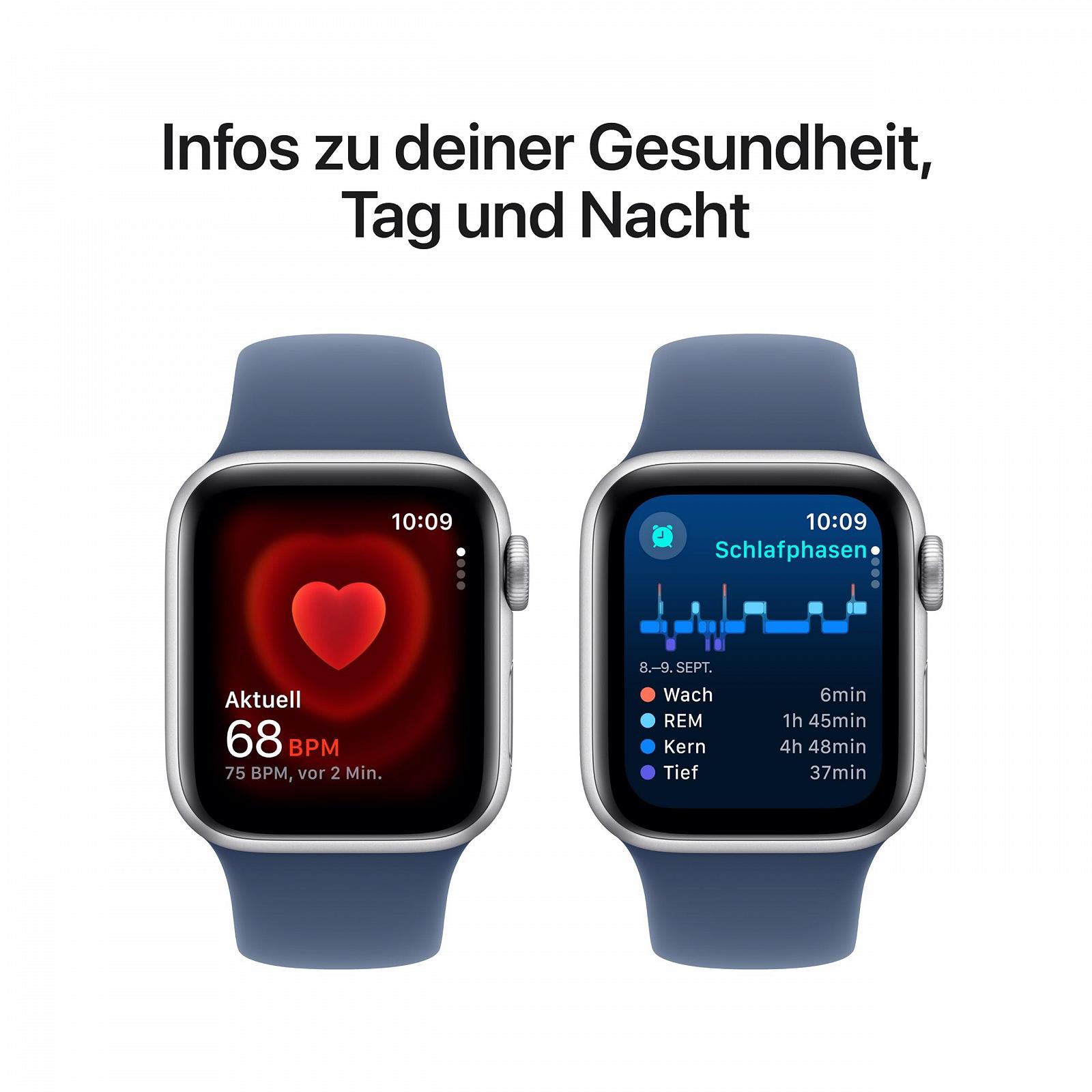 Смарт-часы Apple Watch SE (2nd Generation) GPS + Cellular 40mm, алюминиевый корпус серебристый, спортивный ремешок джинсовый (M/L), фото №5