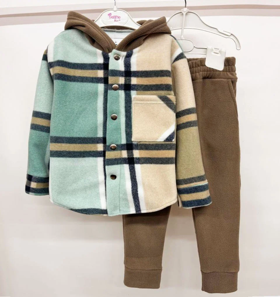 Теплий костюм клітинка фліс полар від 98 до 158 см, фото №7