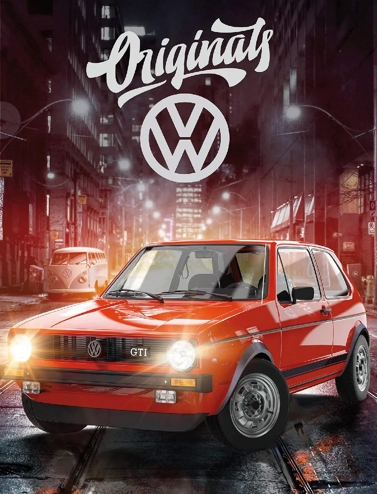 Большое Флисовое одеяло VW Volkswagen Golf GTI Красное 130 см x 170 см, фото №1