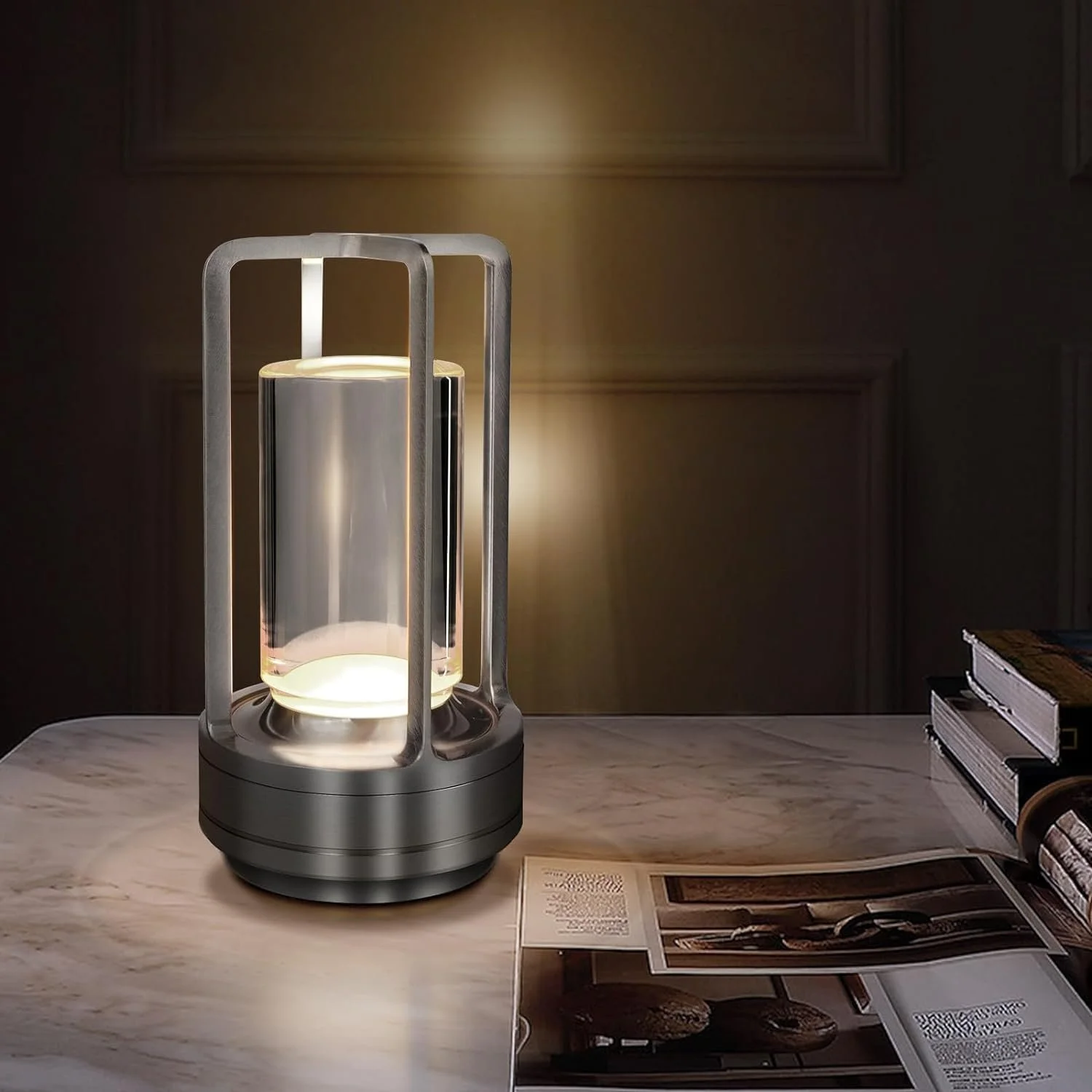 Настільна лампа LED Crystal Lantern Wireless Dimmable Touch USB-C, фото №1