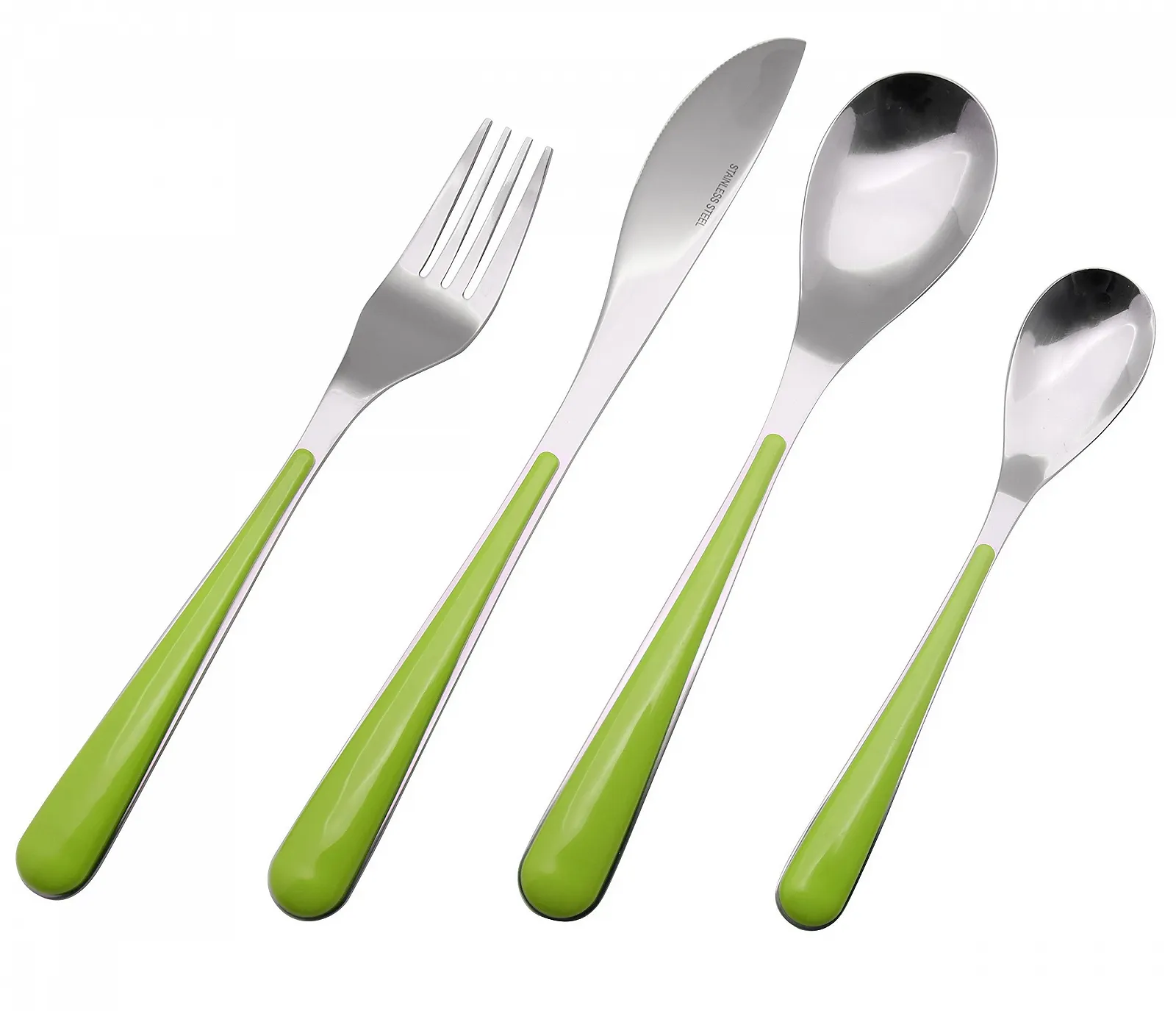 Набір столових приборів EXZACT 24 предмети, нержавіюча сталь, зелені ручки, фото №3