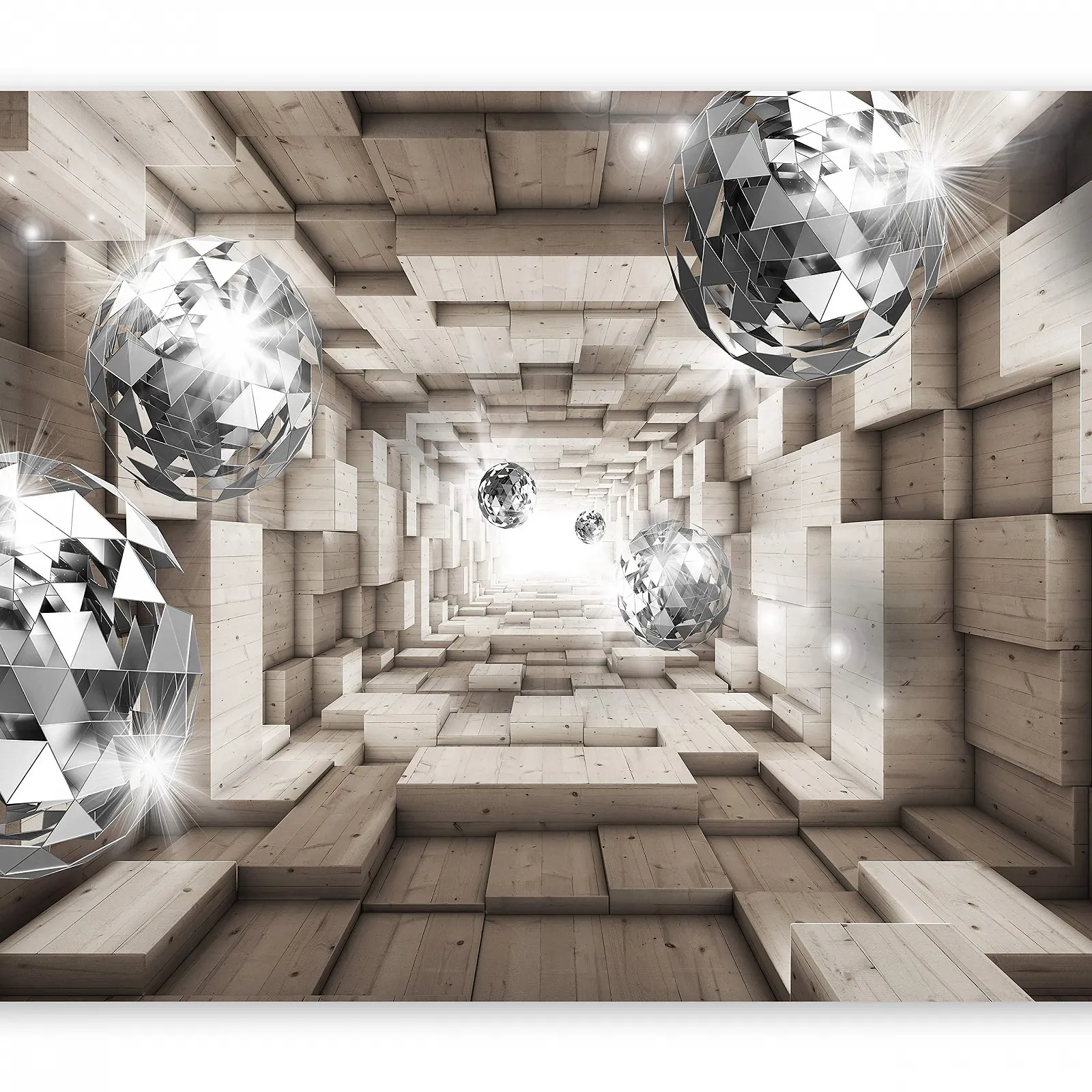 Фотошпалери флізелінові murando Wooden Tunnel Ball 3D ефект 400 x 280 см XXL, фото №1