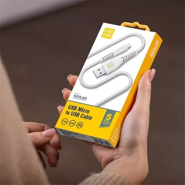 Кабель Luxe Cube Kevlar USB-microUSB 1.2м, белый 8886668686266, фото №2