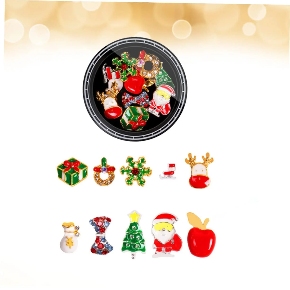 Украшения для ногтей FRCOLOR Рождественские 2 шт. Аксессуары для маникюра со сплавными заклепками Санта Клаус и снежинки Креативные украшения для ногтей для праздничных случаев, фото №3