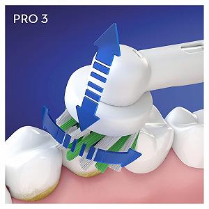 Зубна електрощітка Oral-B PRO 3 3000 CrossAction, 3 режими, візуальний контроль тиску 360°, біла synthetic.ua - Фото 1