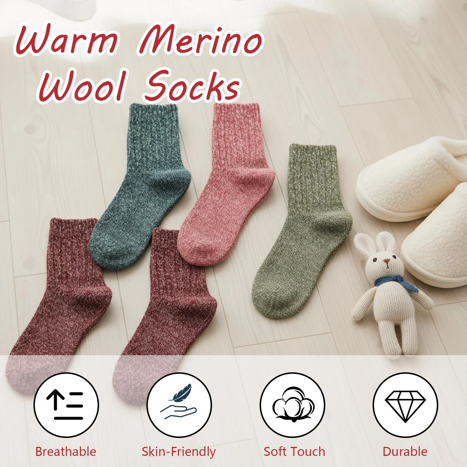 Жіночі теплі шкарпетки 39-42, 5 пар різних кольорів, фото №3 Жіночі теплі шкарпетки 39-42, 5 пар різних кольорів, фото №3