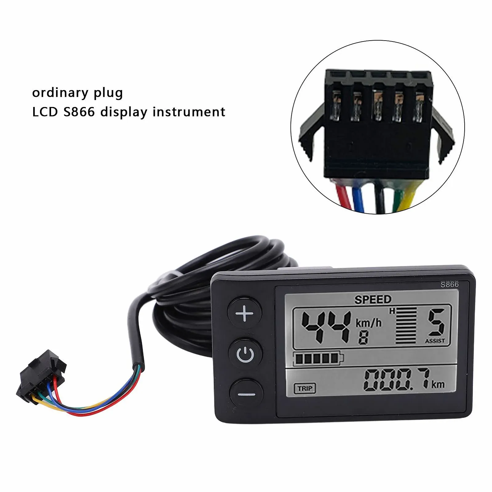 LCD дисплей для электровелосипеда S866 24V 36V 48V водонепроницаемый SM Plug, фото №4