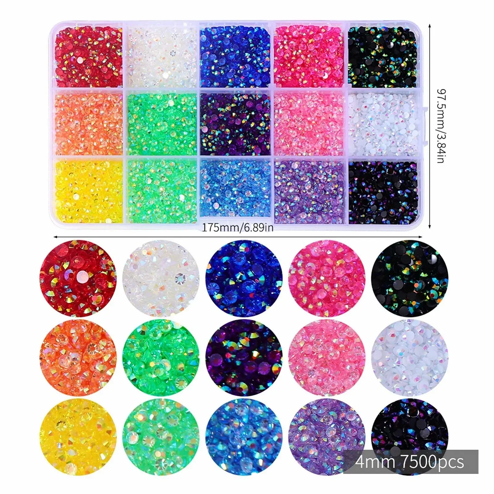 Стразы для ногтей AB Jelly 3 mm 15000 шт. Набор 5 4 mm 7500 шт., фото №1 Стразы для ногтей AB Jelly 3 mm 15000 шт. Набор 5 4 mm 7500 шт., фото №1