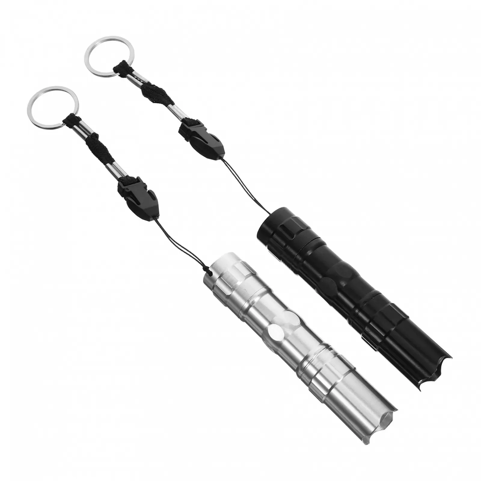 Ліхтарик кишеньковий водонепроникний легкий ударостійкий з алюмінієвого сплаву аварійний портативний для кемпінгу та походів чорний/срібний, 2 шт. в упаковці, фото №1