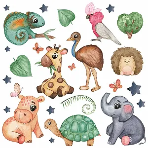 Наклейка на стіну WandSticker4U Дитячі тварини Сафарі 78 x 57 см - Фото 1