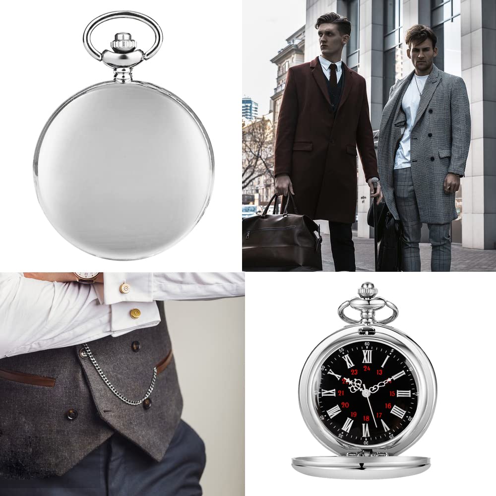 Годинник Tiong Smooth Vintage Steel Quartz Classic з ланцюжком для чоловіків жінок, фото №5
