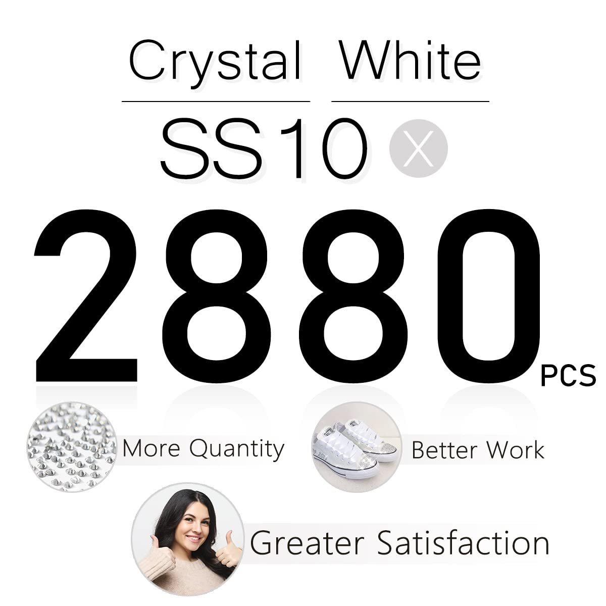 Кристали Білі SS10 2.8мм 2880шт Плоскі K9 Скло Круглі, фото №4