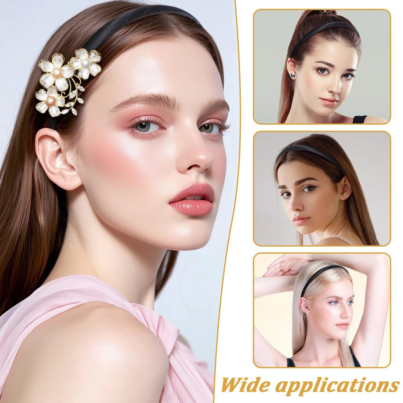 Обруч для волосся Satin 1.5 см, фото №3