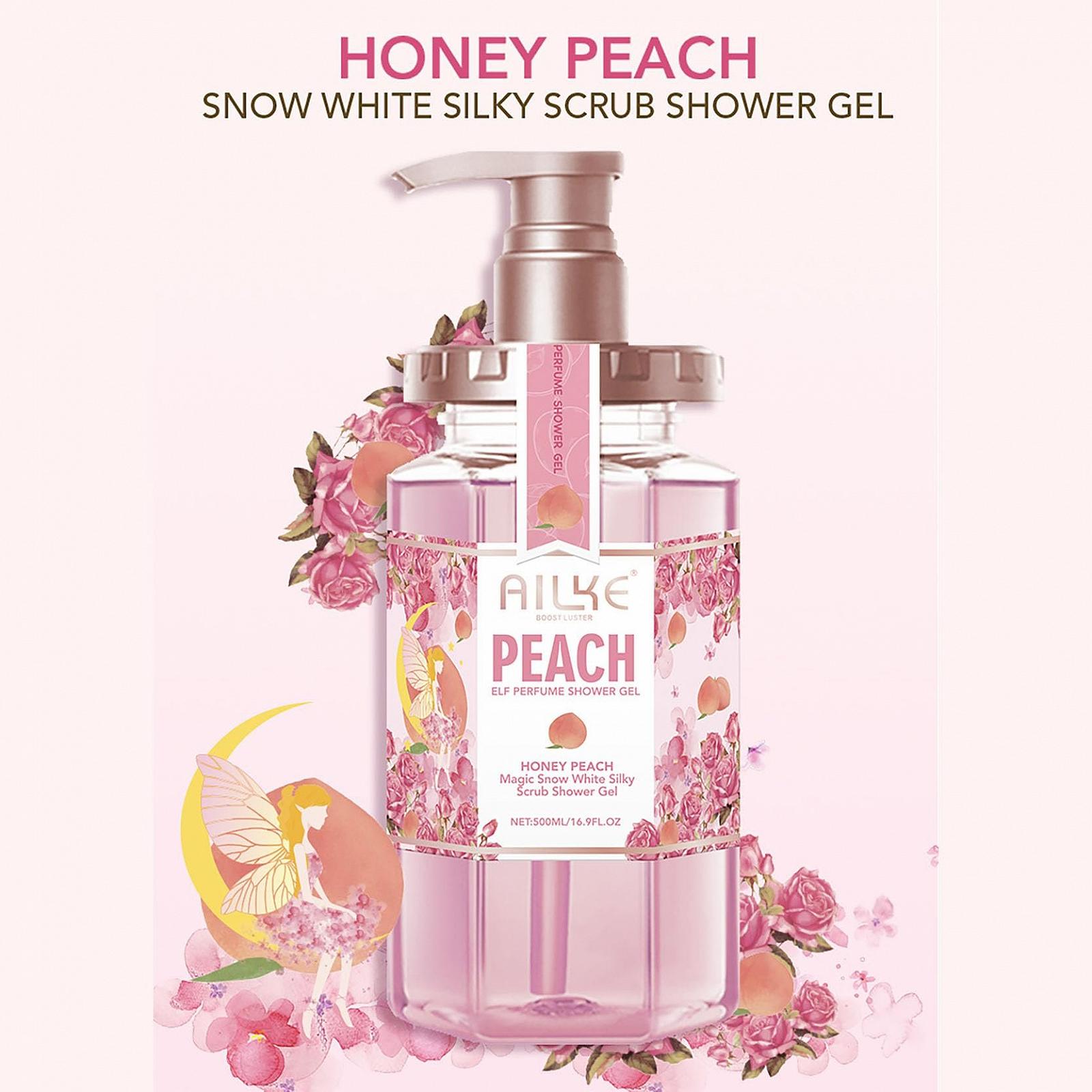 Гель для душу AILKE Peach Elf Perfume Magic Snow White Silky Scrub 500 мл, фото №2