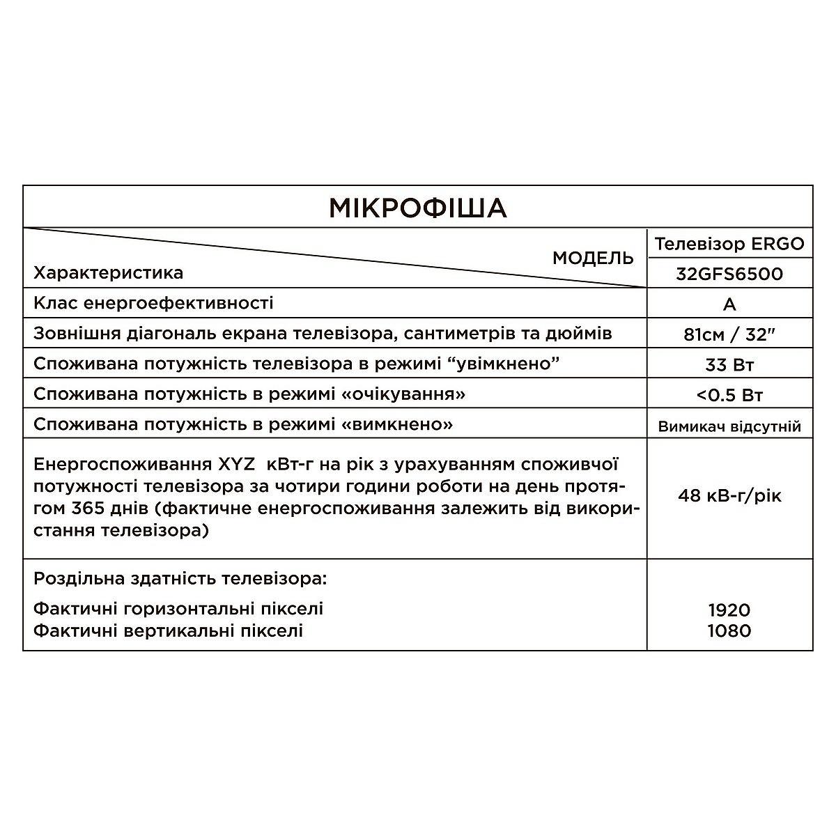 Телевізор ERGO 32GFS6500, фото №4 Телевізор ERGO 32GFS6500, фото №4