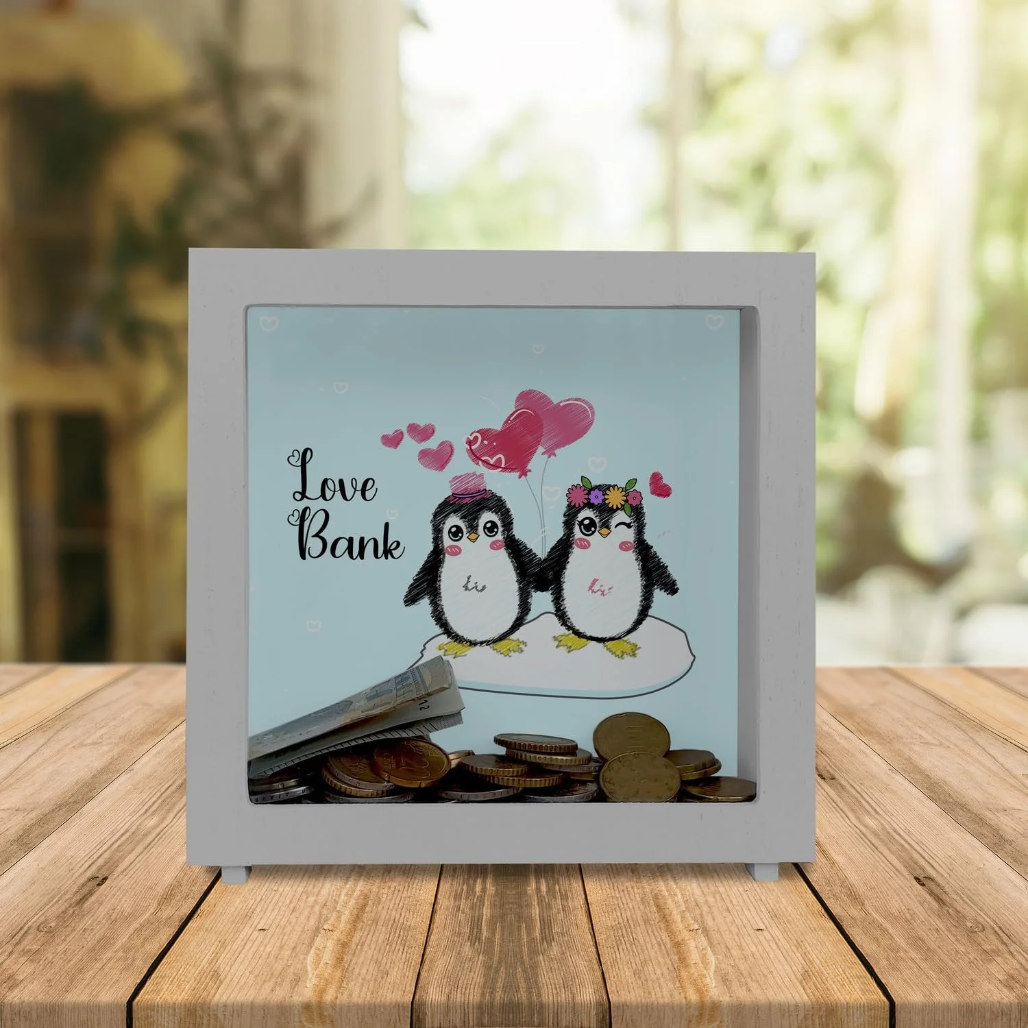 Скарбничка-рамка Penguin Love Bank Дерев'яна, фото №2