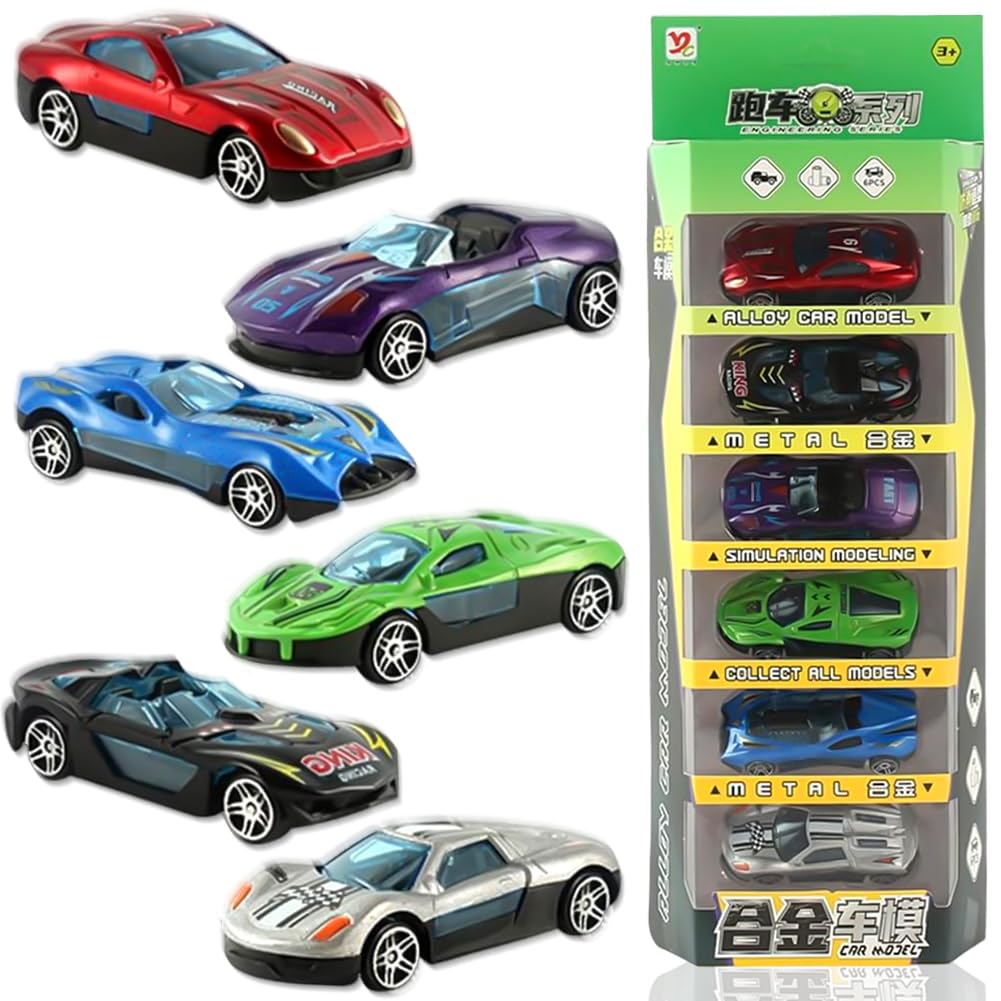 Іграшка UDTGYELF 6 штук Pull Back Die-Cast Металевий колірний набір, фото №1