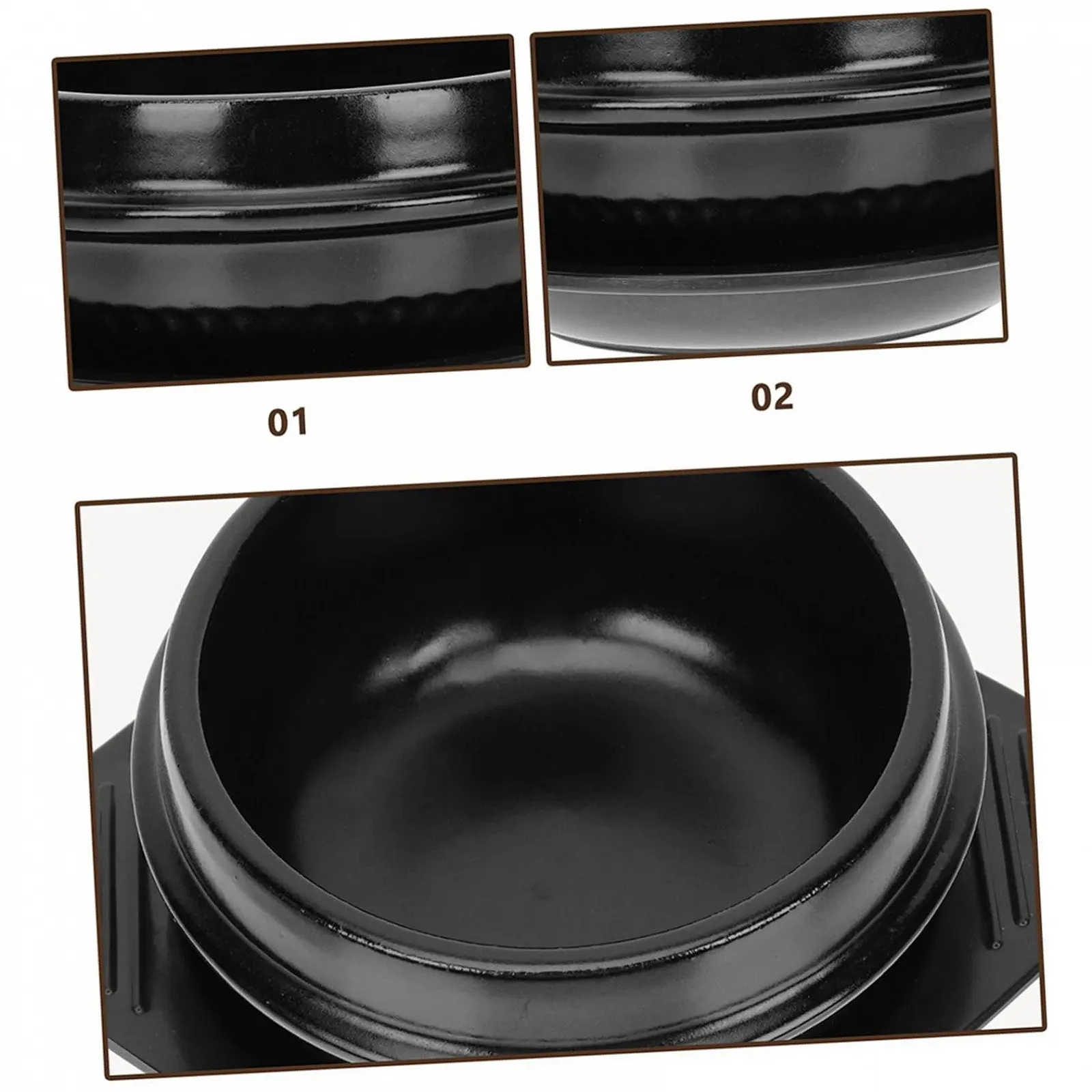 Кастрюля для бибимбапа керамическая жаростойкая с нескользящей изоляционной подставкой ручки, фото №6