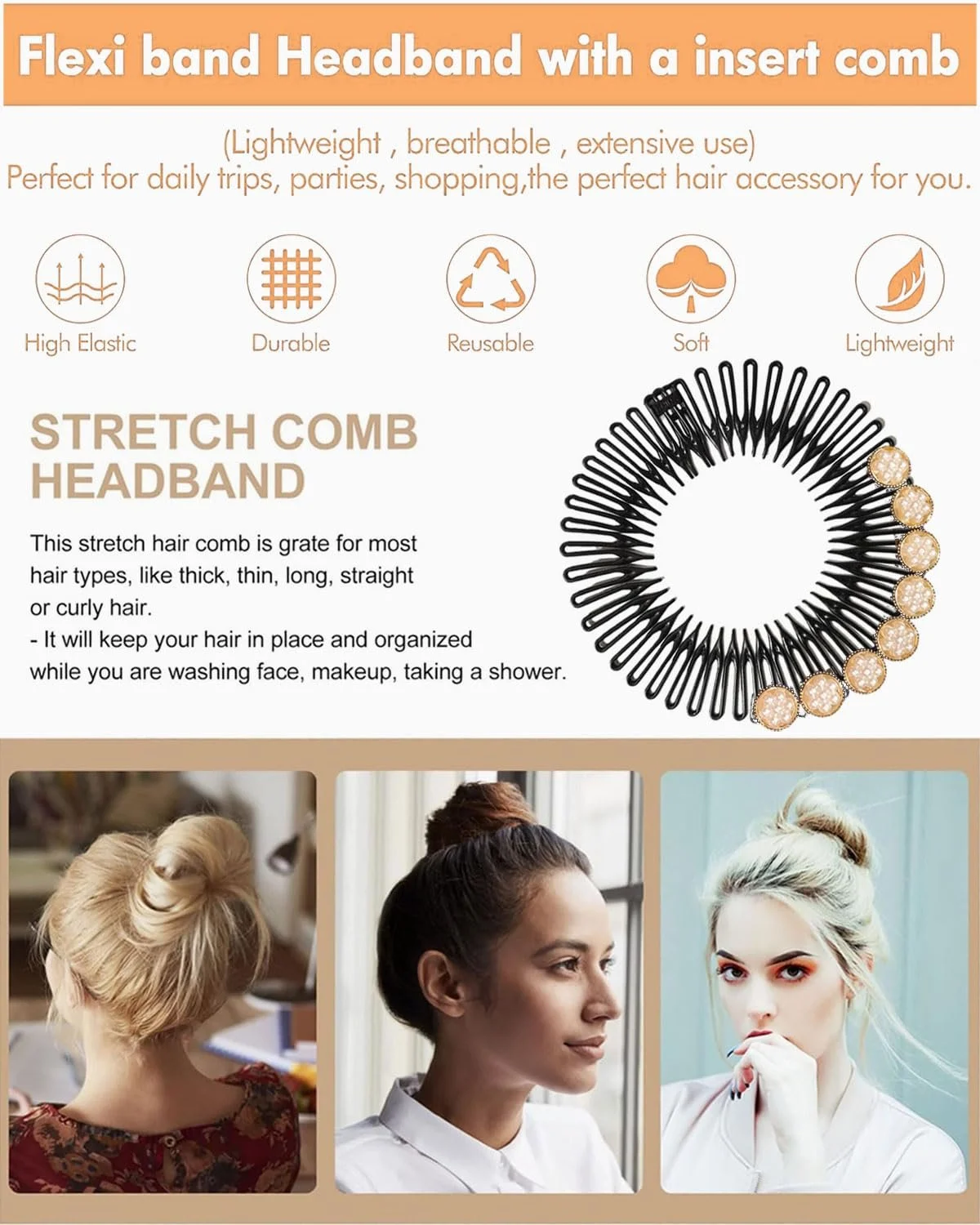 Набір гребінців-обручів для волосся для дівчат, 4 шт, з зубчастим гребенем, фото №2 Набір гребінців-обручів для волосся для дівчат, 4 шт, з зубчастим гребенем, фото №2