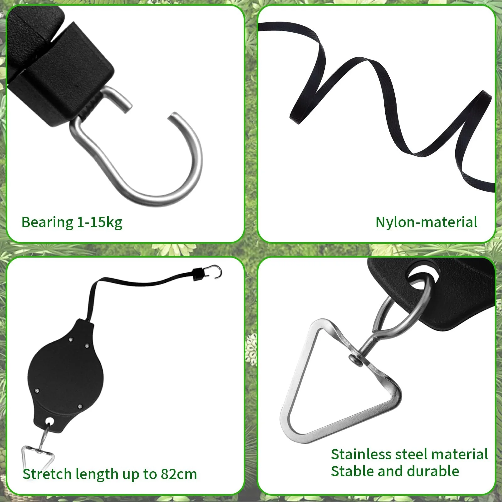 Крючки для кашпо выдвижные Plant Rollers набор 2 шт черные, фото №3