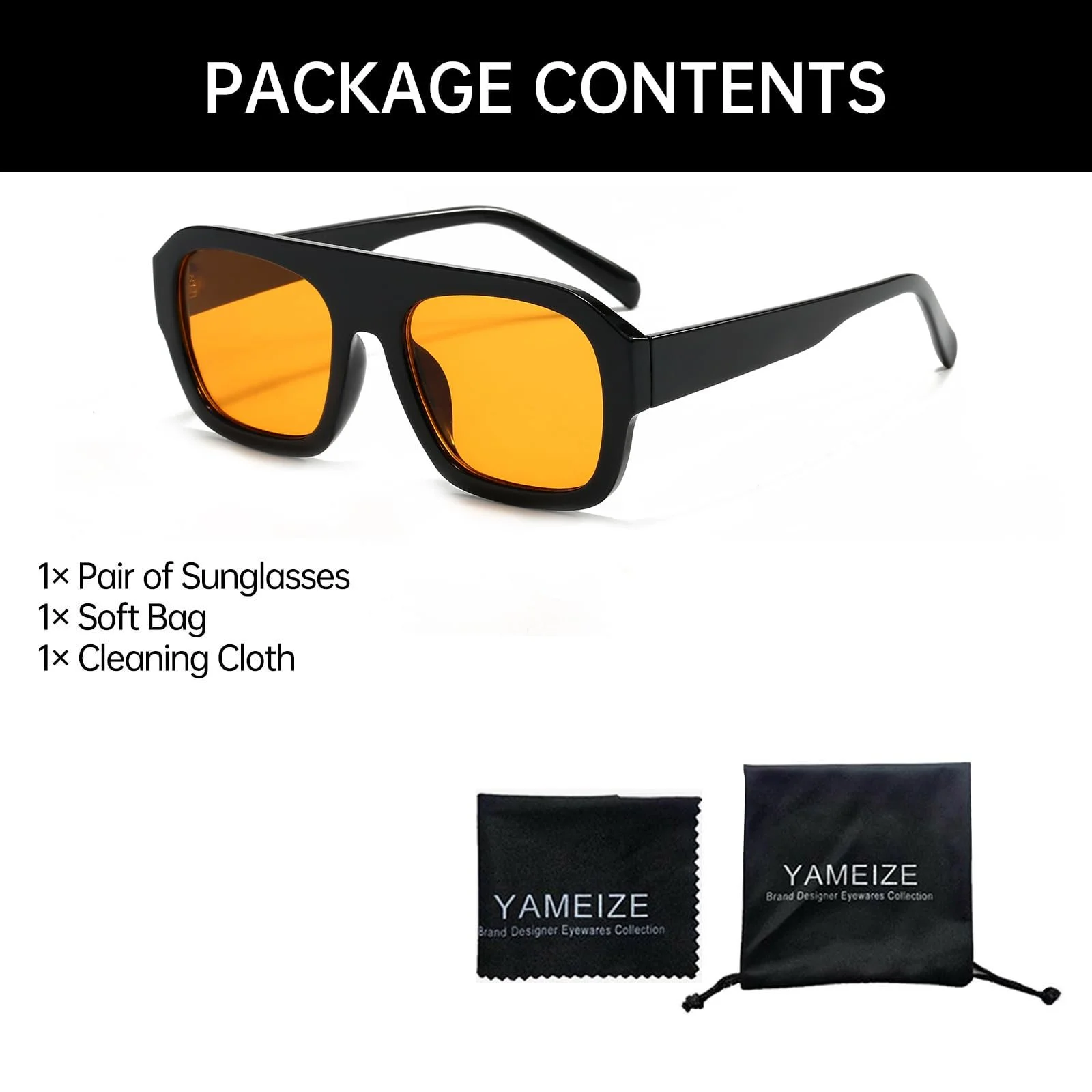 Солнцезащитные очки YAMEIZE Retro 70s Rectangle квадратные UV400, фото №2