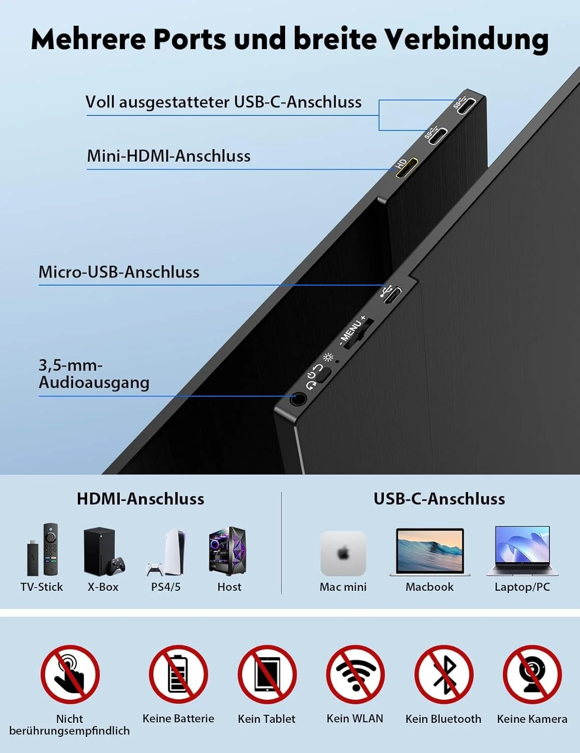 Монітор портативний 15.6" HONGO P156A06 Full HD IPS 60 Гц, фото №5 Монітор портативний 15.6" HONGO P156A06 Full HD IPS 60 Гц, фото №5