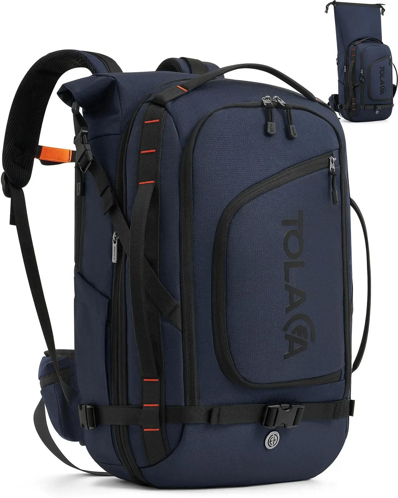 Рюкзак для ноутбука Tolaccea Rolltop 17.3 Inch 40-55L темно-синий, фото №1