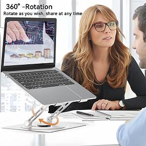 Подставка для ноутбука Shefor, вращающееся основание 360

, регулируемая по высоте, прочная алюминиевая подставка для ноутбука, эргономичная подставка для ноутбука, совместима с ноутбуками (10-17 дюймов) MacBook Pro Air, Lenovo synthetic.ua - Фото 1