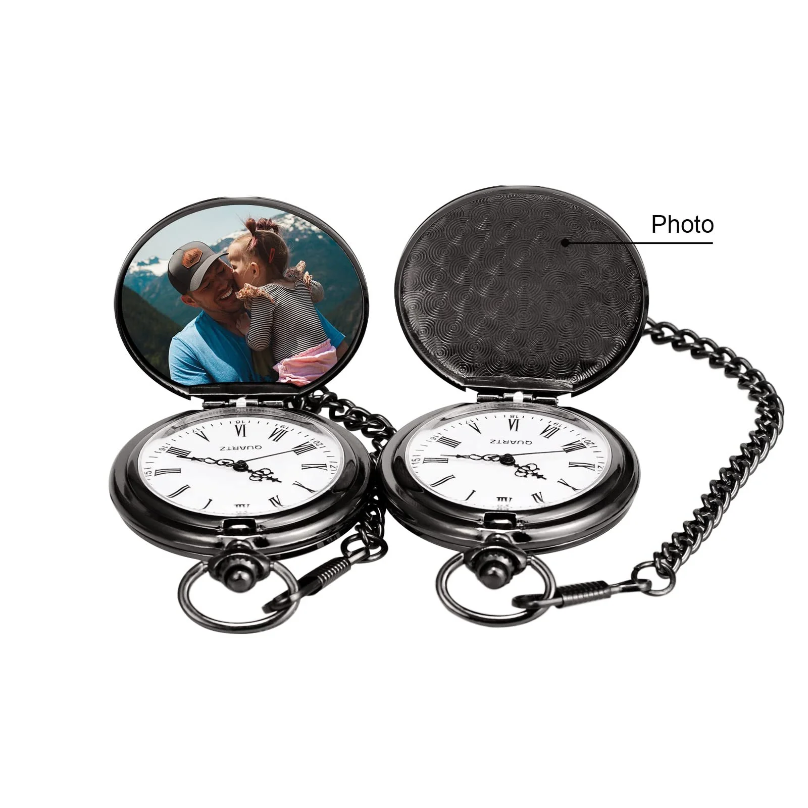 Кишеньковий годинник TREEWETO Чоловічий для тата Чорний з ланцюжком, чорний, фото №5 Кишеньковий годинник TREEWETO Чоловічий для тата Чорний з ланцюжком, чорний, фото №5