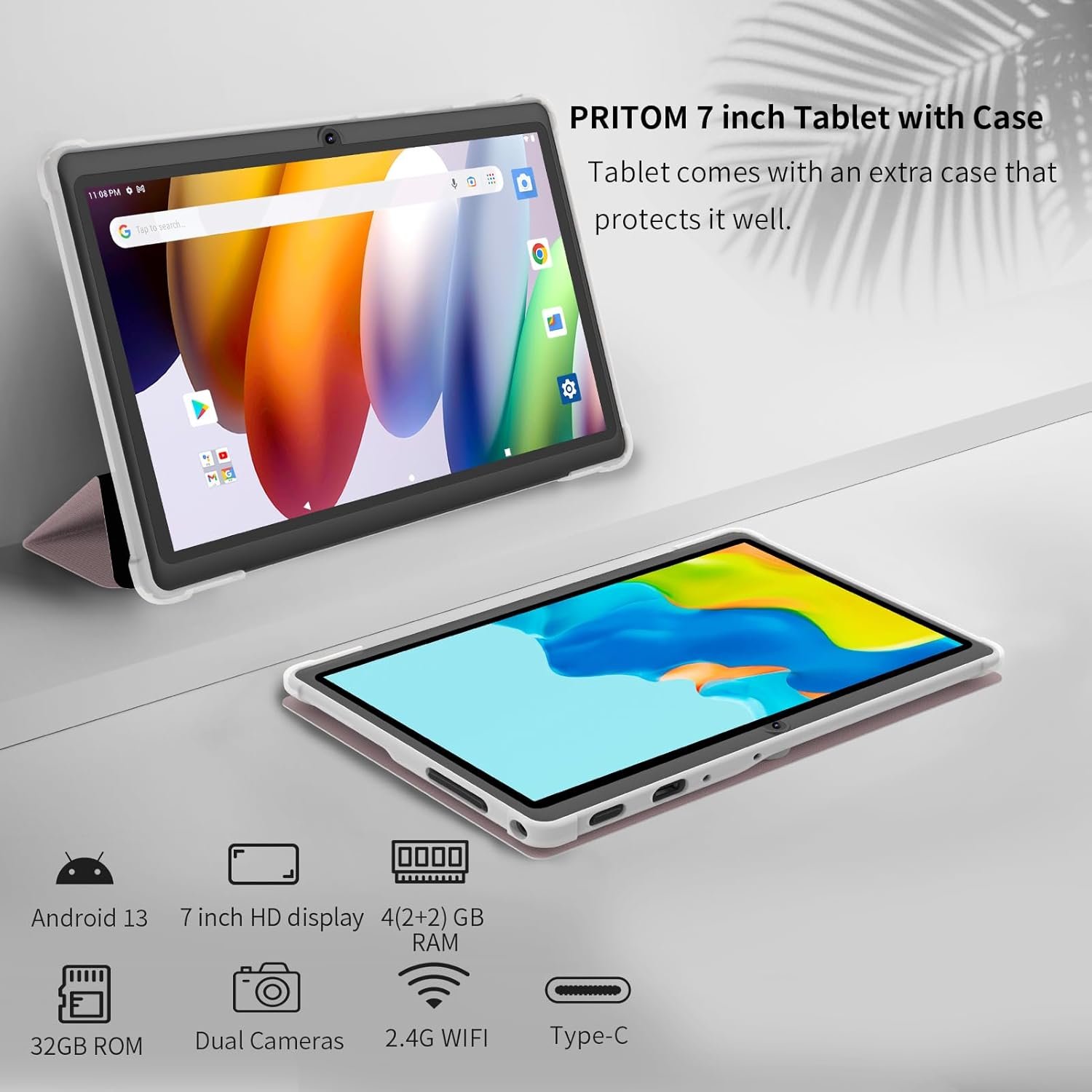 Планшет 7" PRITOM K7 2/32Gb 4 ядра Android 13 Black, фото №4