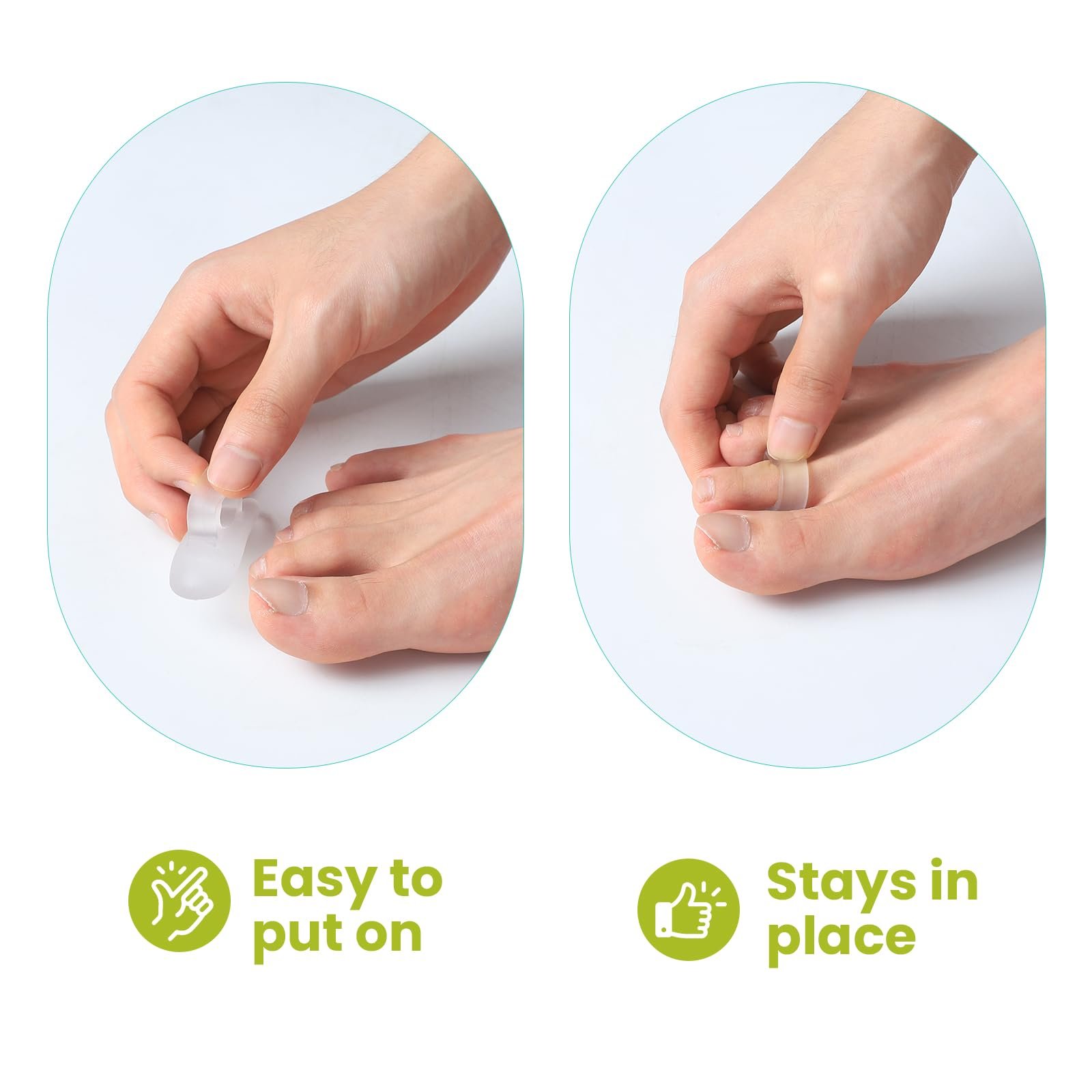 Коректор для пальців стопи Bukihome Гелеві випрямлячі для пальців 12 штук, фото №5 Коректор для пальців стопи Bukihome Гелеві випрямлячі для пальців 12 штук, фото №5