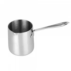 Турка из нержавеющей стали для индукции 370 мл - Современная турецкая кофеварка Cezve с 3-слойным стальным основанием - Подходит для индукционных, электрических, стеклокерамических, газовых плит - Фото 1