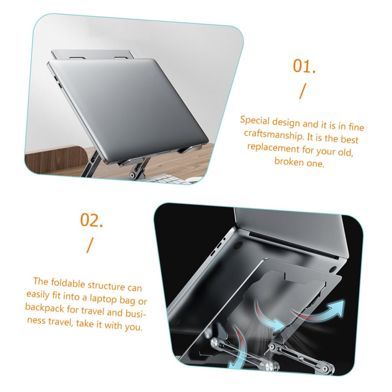 Подставка для ноутбука Gatuida Регулируемая по высоте, алюминиевый сплав, складная, эргономичная, фото №7