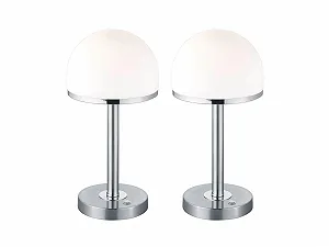 Набір з 2 настільних ламп Glass Lampshade з регулюванням яскравості 39 см Сріблястий - Фото 1