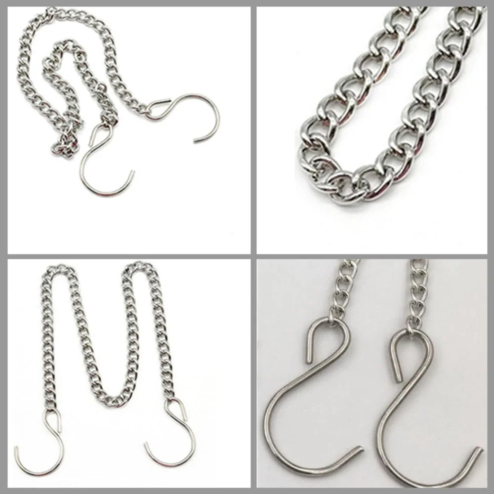 Металеві ланцюги для підвішування 10 шт. із затискачами та гачками сріблясті, фото №3 Металеві ланцюги для підвішування 10 шт. із затискачами та гачками сріблясті, фото №3